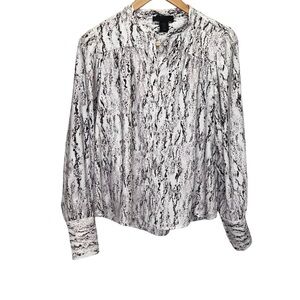 Maison Cinqcent White Snakeskin Blouse Size Small